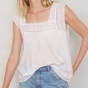 Wyse Eyelet Lace Wide Strap Celeste Top